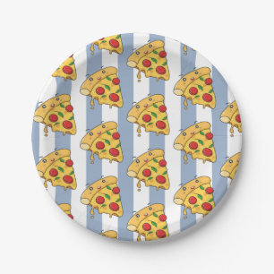 Carton Assiettes en carton, fromage à pizza rayure bleue