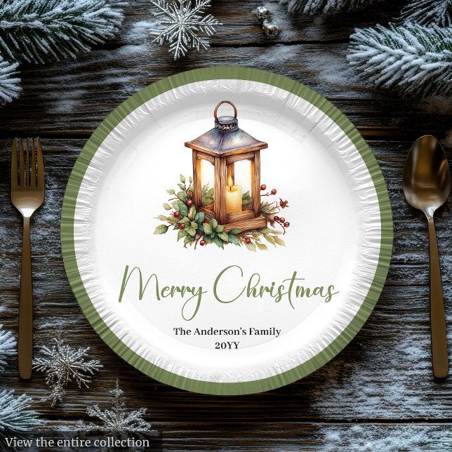Carton Assiettes en forme de lanternes de Noël rustiques  (Elegant Bohemian Rustic Christmas Lantern Plates)