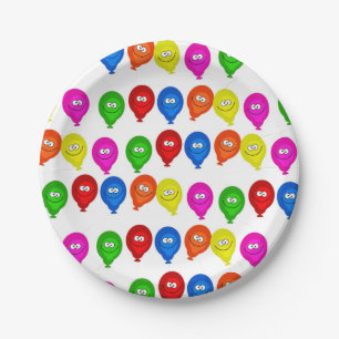 Carton Assiettes en Papier, Ballons Colorés Joyeux Annive