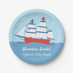 Carton Assiettes pour Baby Shower Nautique Aventure en At