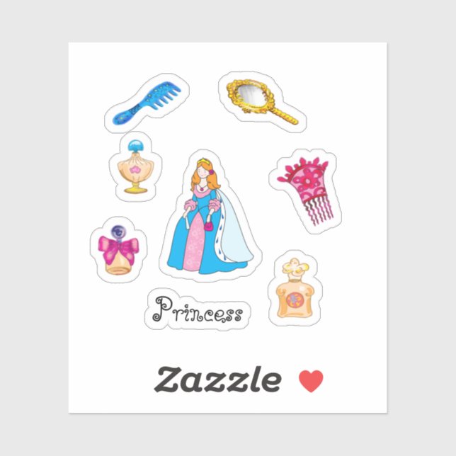 Carton autocollants princesse et accessoires (Feuille)