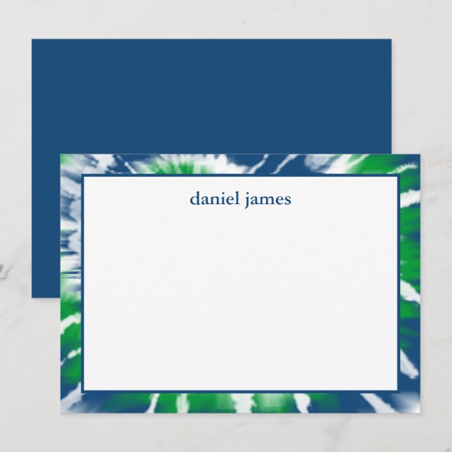 Carton bleu et vert teint Carte à billet plat pers (Devant / Derrière)