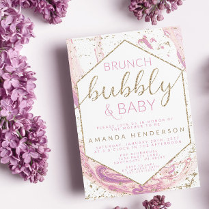 Carton Bubbly & Baby Marbre Invitation pour Baby S