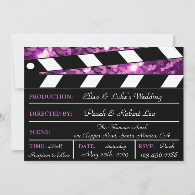 Carton Clap Purplisé Invitation de Mariage (Devant)