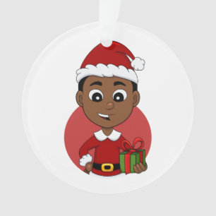 Carton Cute African American Christmas boy