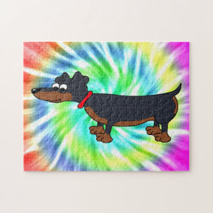Carton Dachshund Chien Tie Tee Design Puzzle