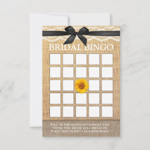 Carton de Bingo Mariage Ruban Noir Élégant Tournes