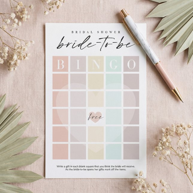 Carton de Bingo pour la Fête de Fiançailles de la  (Bridal Shower Bingo Bride-to-Be Party Game Card)