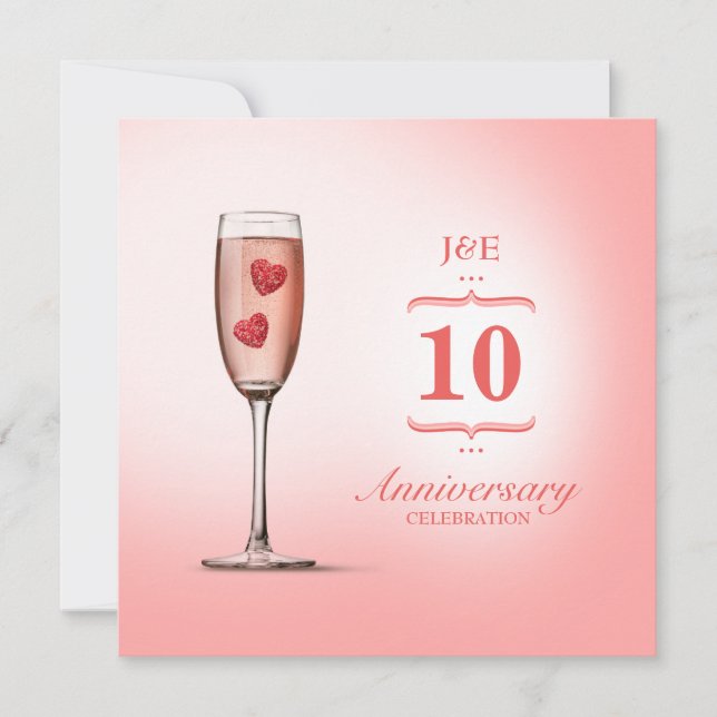 Carton de champagne rose - Invitation d'anniversai (Devant)