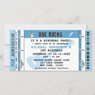 CARTON DE CONCERT ONE ROCKS INVITATION D'ANNIVERSA