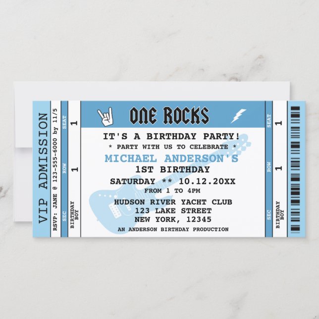 CARTON DE CONCERT ONE ROCKS INVITATION D'ANNIVERSA (Devant)