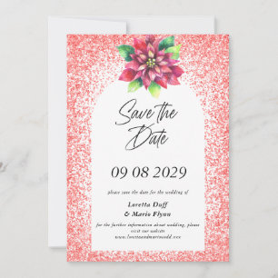 Carton de Faire-Part de Mariage Rouge Poinsettia P