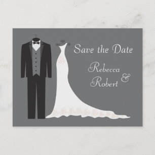 Carton de faire-part de mariage Smoking et Robe de