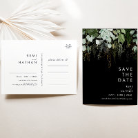 Carton de Faire-Part de Mariage Vert et Or Noir
