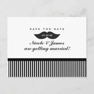 Carton de faire-part noir et blanc à moustache