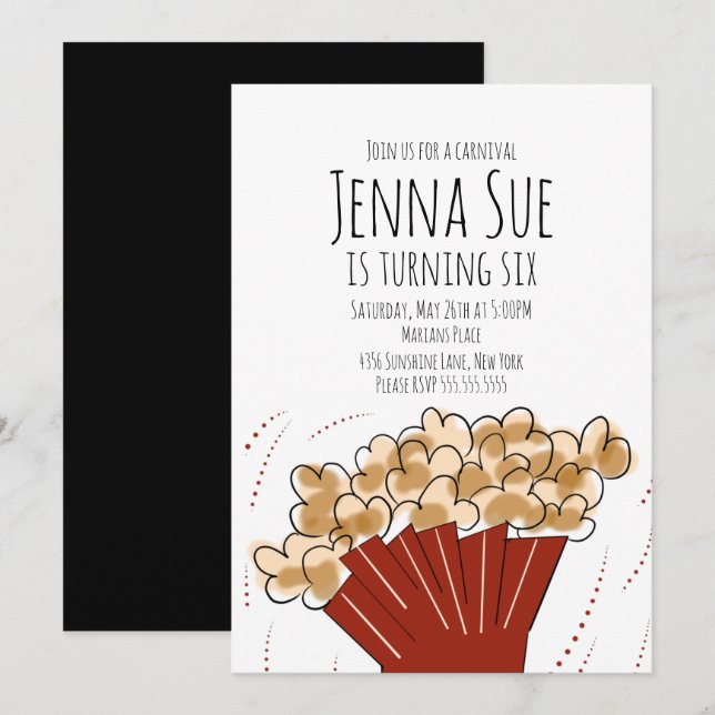Carton de Invitation d'anniversaire de fête en ple (Devant / Derrière)