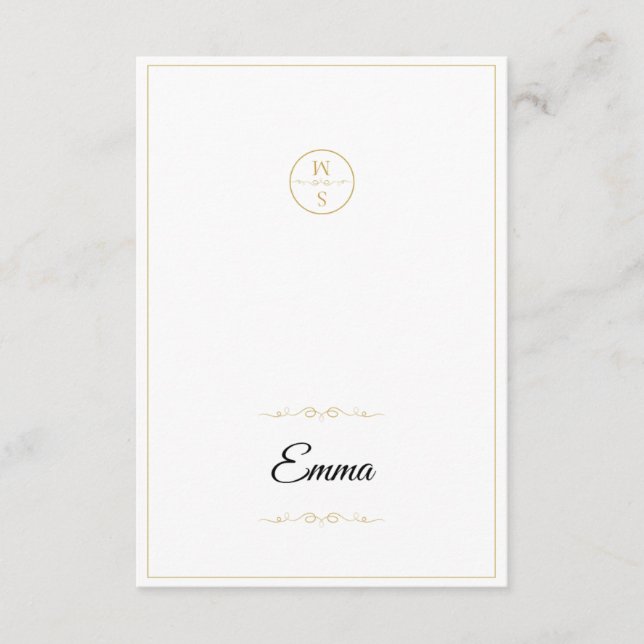 Carton de mariage à monogramme élégant, écriture o (Devant)