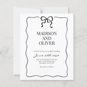 Carton de mariage à nœud papillon noir fantaisiste