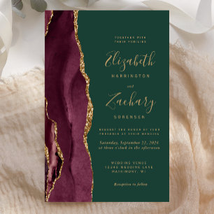 Carton de mariage Budget Bourgogne Or Agate Vert