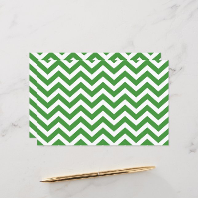 Carton de mariage Chevron Vert foncé et Blanc (Devant/Arrière en situation)