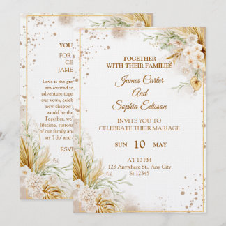 Carton de mariage floral élégant – Carte moderne