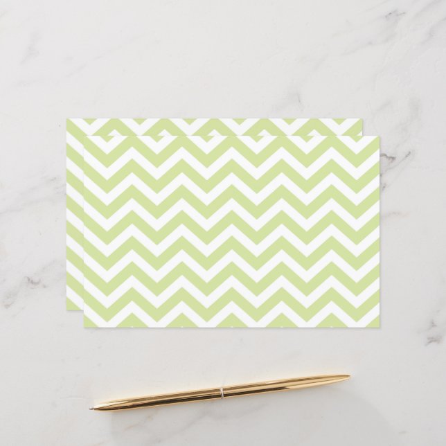 Carton de mariage Pastel Vert & Blanc Chevron (Devant/Arrière en situation)