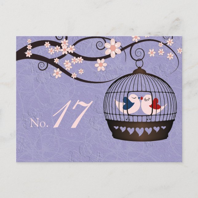 Carton de numéro de table Mariage Mauve Prisonnier (Devant)