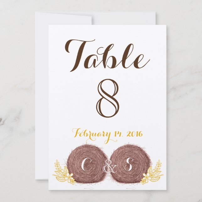Carton de numéro de table pour mariage aux bottes  (Devant)