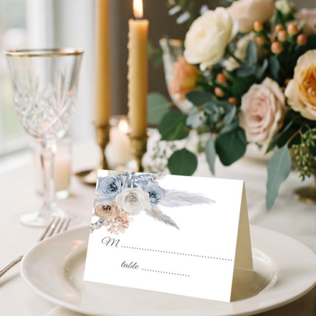 Carton de placement géométrique floral beige bleu  (Créateur téléchargé)