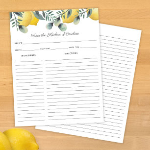 Carton de recettes pour citrons et eucalyptus à in