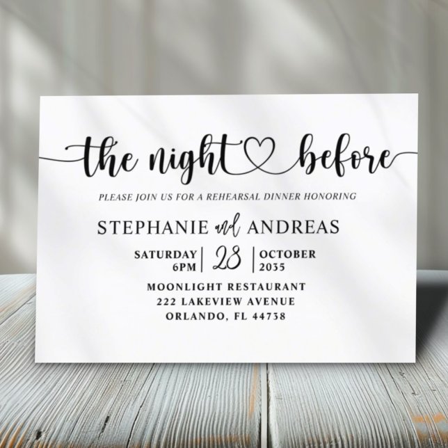 Carton de Répétition de Mariage Invitation Noir &  (Créateur téléchargé)