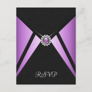 Carton de réponse à une invitation de fête violet 