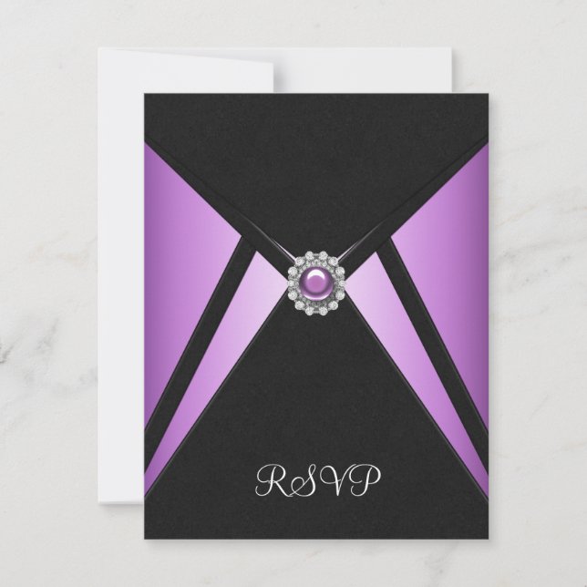 Carton de réponse à une invitation de fête violet  (Devant)