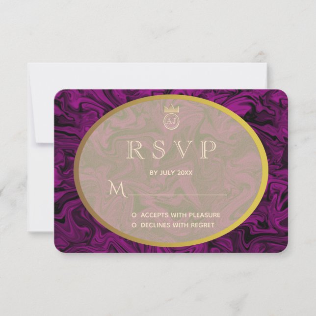 Carton de réponse à une invitation de mariage Luxe (Devant)