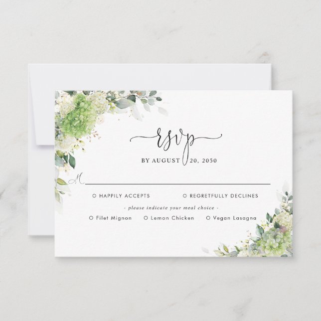 Carton de réponse au mariage aux hydrangées floral (Devant)
