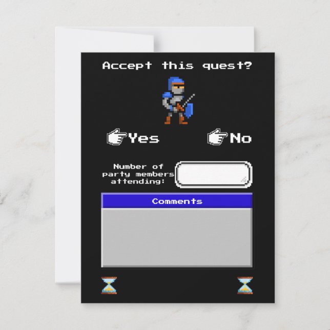 Carton de réponse de jeu vidéo rétro arcade (Devant)
