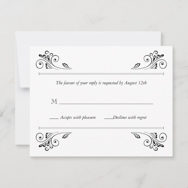Carton de réponse de mariage à l'élégante applique (Devant)