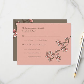 Carton de réponse de mariage chinois aux fleurs de