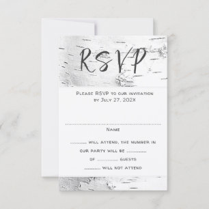 Carton de réponse de mariage en bouleau blanc