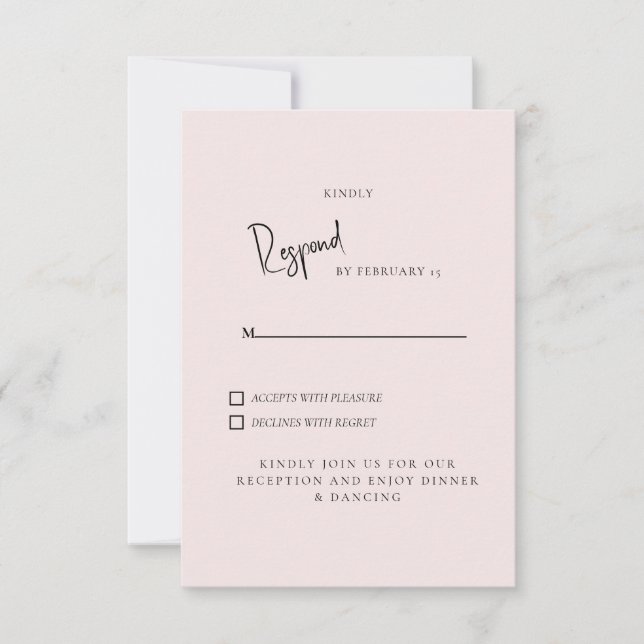 Carton de réponse de mariage Simple Light Blush (Devant)