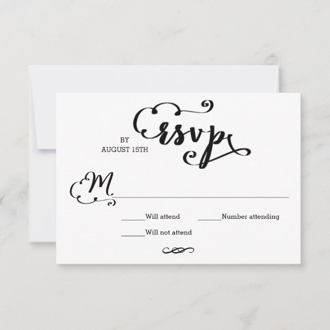 Carton de réponse - Écriture de mariage Damas (Devant)