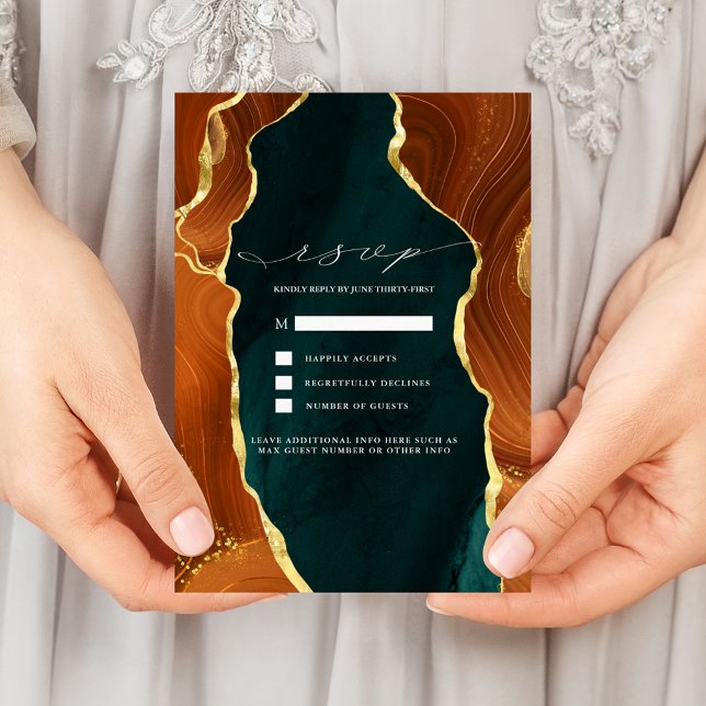 Carton de réponse Invitation Agate Sarcelle, Orang (Créateur téléchargé)