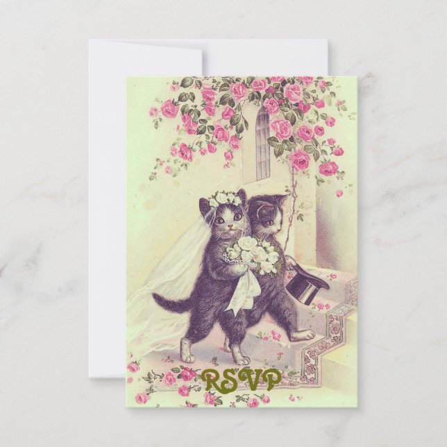 Carton de réponse pour mariage avec chats (Devant)