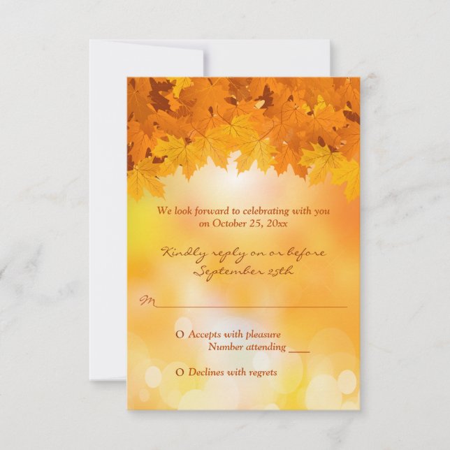 Carton de réponse pour mariage Érables feuilles d' (Devant)