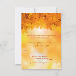 Carton de réponse pour mariage Érables feuilles d'
