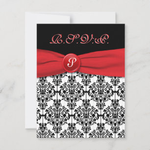 Carton de réponse RSVP en Damas noir avec Poppy Ro