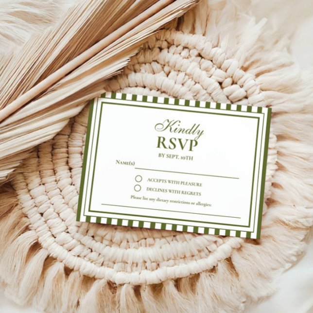 Carton de réponse RSVP pour mariage avec rayure ve (Créateur téléchargé)