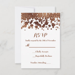 Carton de réponse White & Bronze Confetti Dots Gla