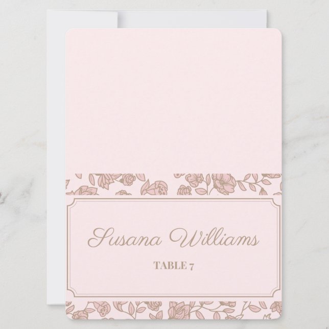 Carton de Table de Mariage Floral – Élégant Rose e (Devant)