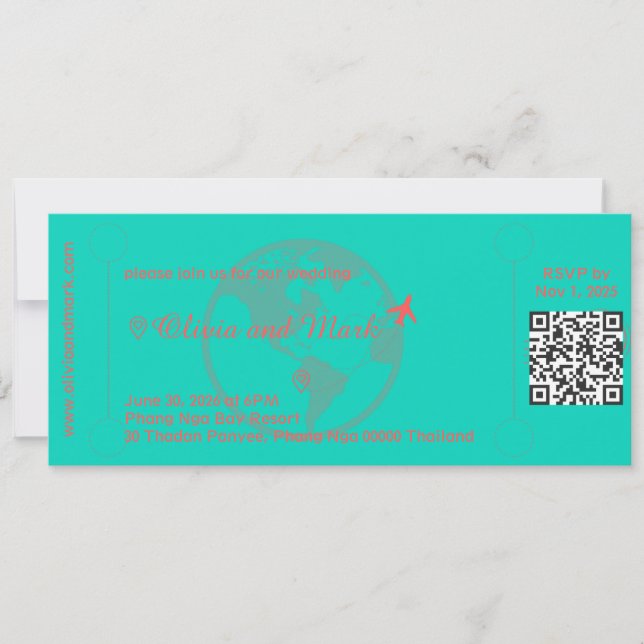 Carton d'embarquement Invitation de mariage – Sarc (Devant)